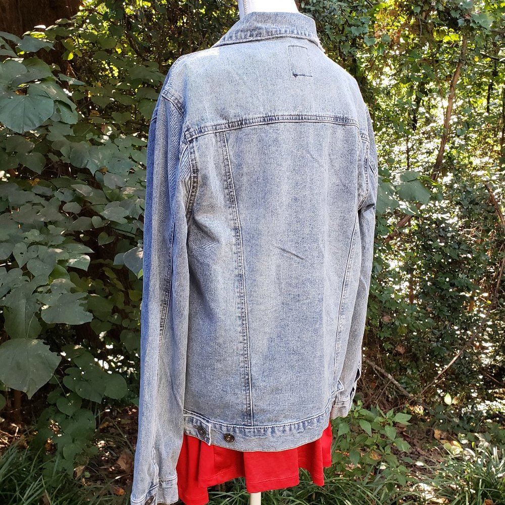 REQUEST Denim Trucker Jacket Men Size Large Blue Denim New - Picture 5 of 8